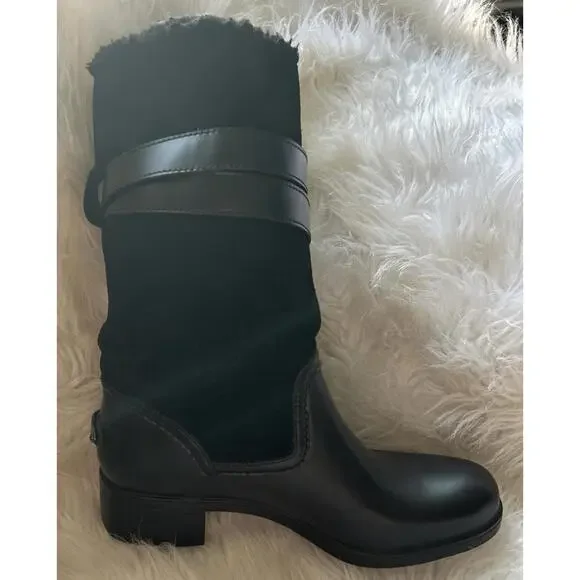 Coach Zena Black Leather, Shearling, Rubber Winter Cold Weather Snow Boots sz 9 - Picture 5 of 10